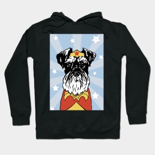 Super Hero Schnauzer Wonder Dog in Headband and Cape Hoodie